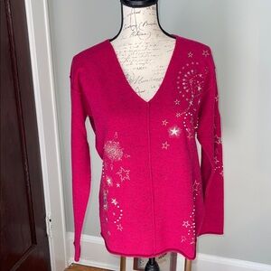NWOT Johnny Was Pink Embellished Sweater Size Medium